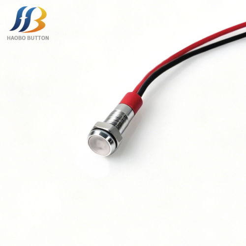 Metal Indicator LED, Flat Head, Pre-wired, White