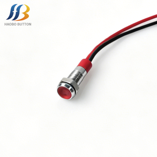 Metal Indicator LED, Flat Head, Pre-wired, Red