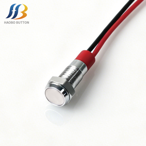 Metal Indicator LED, Domed Head, Pre-wired, White