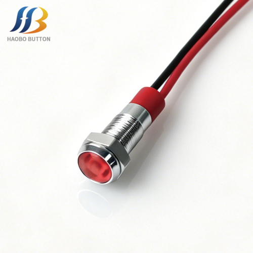 Metal Indicator LED, Domed Head, Pre-wired, Red