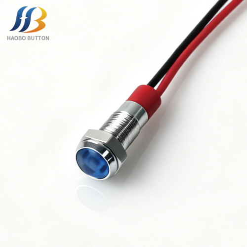 Metal Indicator LED, Domed Head, Pre-wired, Blue