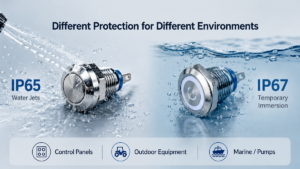 IP65 vs IP67 metal push button comparison for waterproof protection